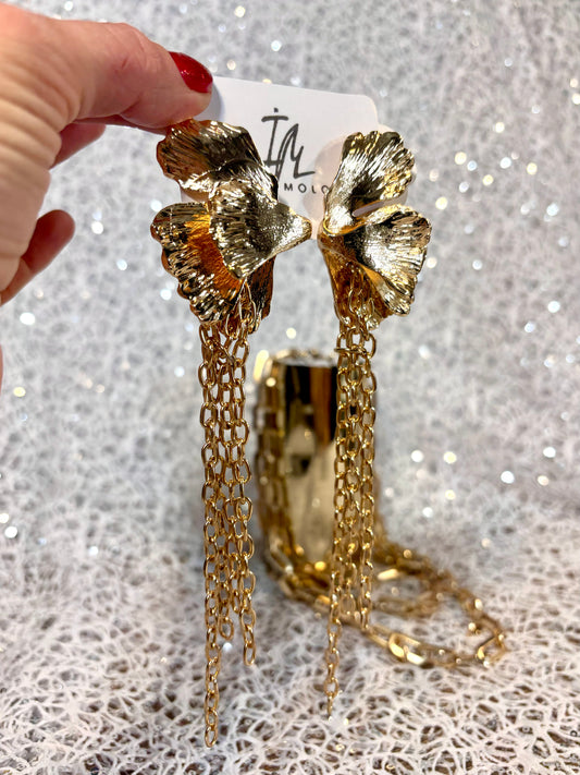 Paris Gold Extra Large Dangle Statement Earrings