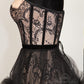 Femme En Noir Black Couture Corseted Dress One of a Kind