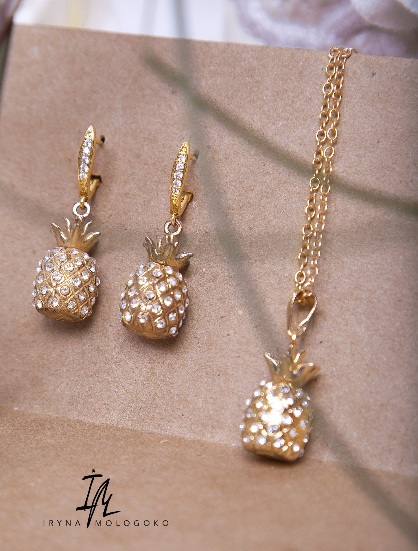 Pineapple Earrings and Necklace Set